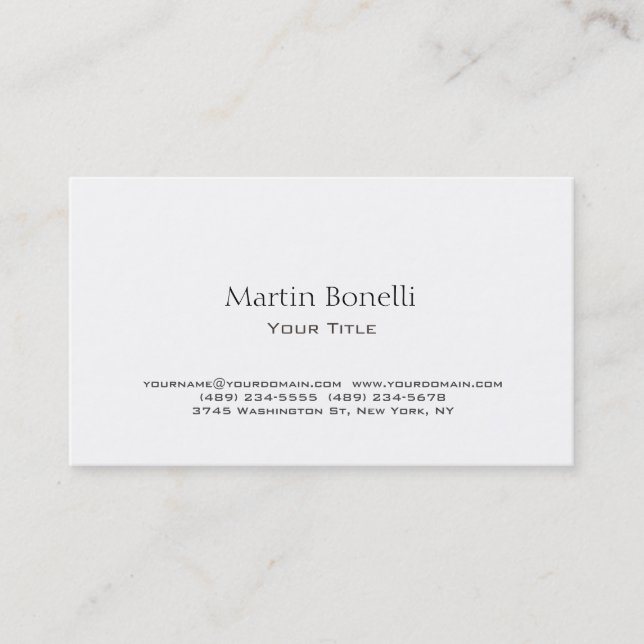 Plain Simple Black & White Trendy Business Card (Front)