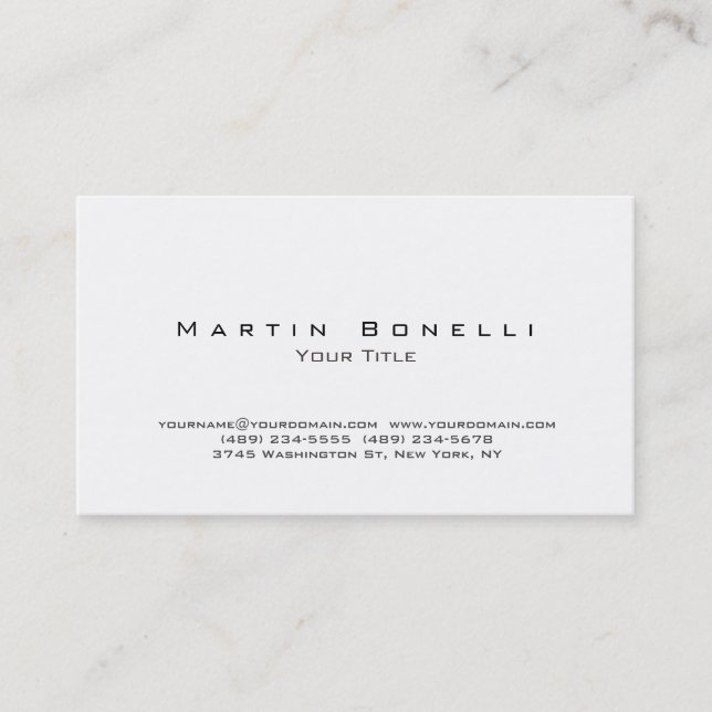 Plain Simple Black & White Trendy Business Card (Front)
