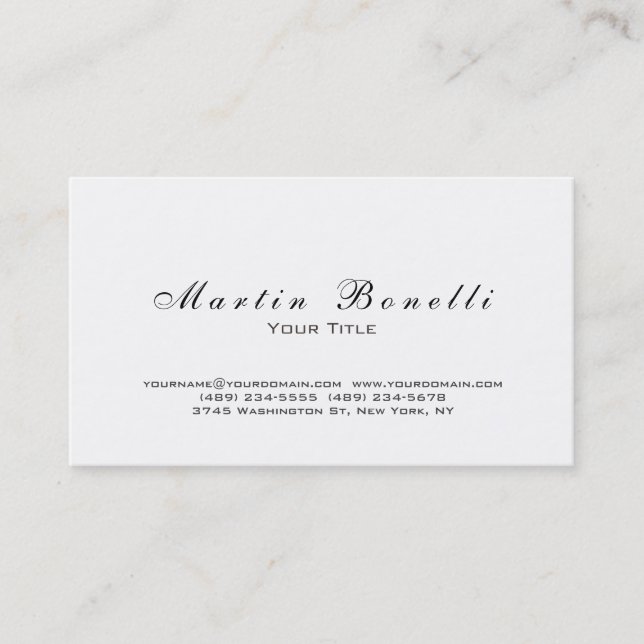 Plain Simple Black & White Trendy Business Card (Front)