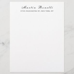 Plain Simple Black White Trendy Calligraphy Script Letterhead