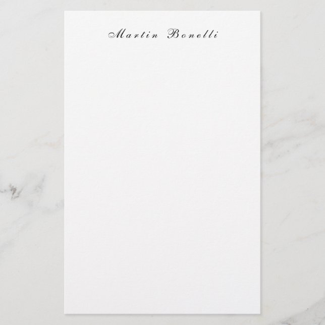 Plain Simple Black White Trendy Calligraphy Script Stationery (Front)