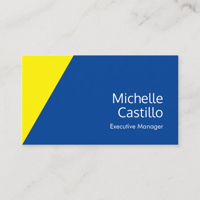 Plain Simple Bright Yellow Deep Blue Minimalist Business Card (Front)