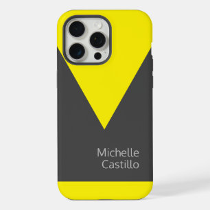 Plain Simple Bright Yellow Grey Minimalist Name iPhone 15 Pro Max Case