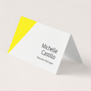 Plain Simple Bright Yellow White Minimalist Business Card
