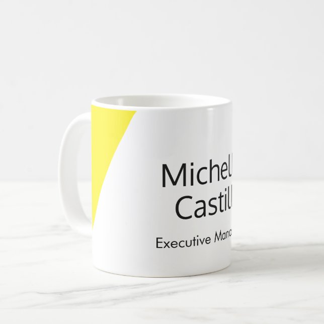 Plain Simple Bright Yellow White Minimalist Coffee Mug (Front Left)