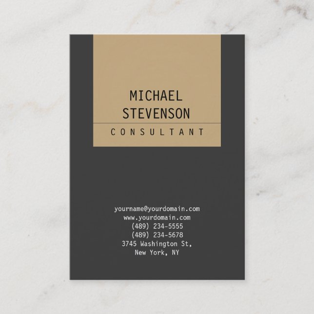 Plain Simple Chubby Chic Beige Grey Business Card (Front)