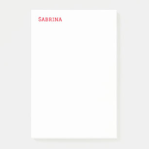Plain Simple Clean Professional Name Red White Post-it Notes