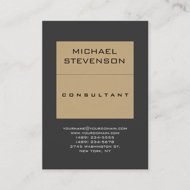 Plain Simple Consultant Beige Grey Business Card (Front)