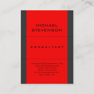 Plain Simple Consultant Red Grey Business Card