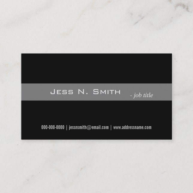 Plain,simple,elegant black business card. business card (Front)