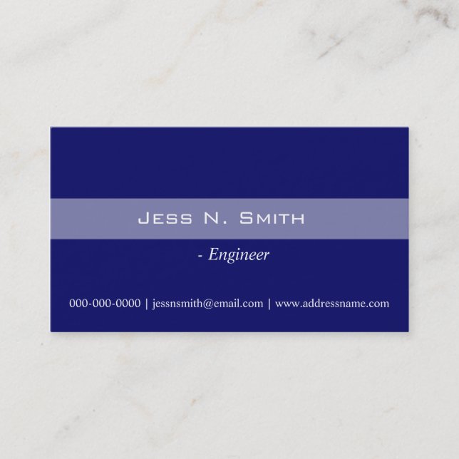 Plain,simple,elegant blue business card. business card (Front)