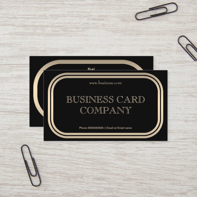 Plain Simple Gold Black Elegant Classy 2C Business Card (Front/Back In Situ)