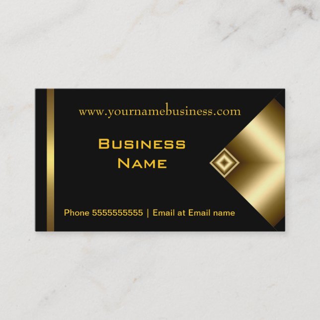 Plain Simple Gold Black Elegant Classy 5 Business Card (Front)