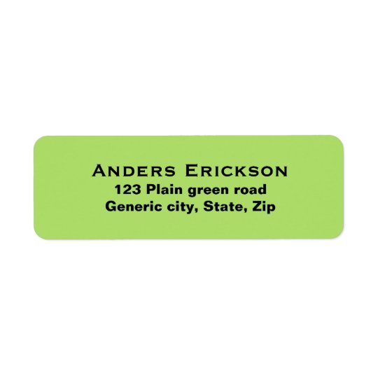 Plain simple green background black text custom return address label
