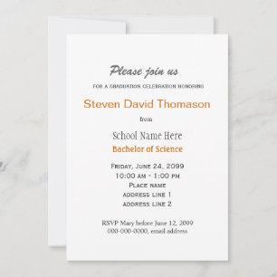 Plain, simple grey and white graduation invitation