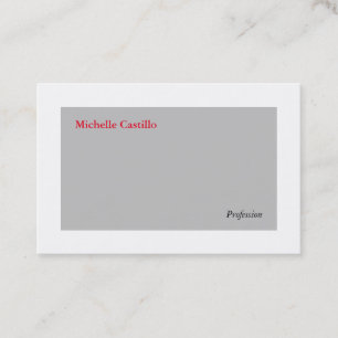 Plain Simple Grey White Red Minimalist Modern Business Card
