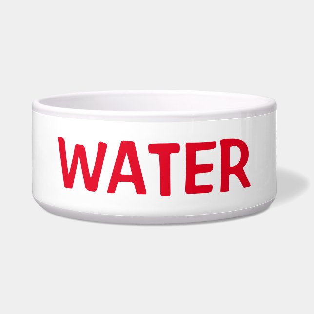 Plain Simple Minimal White & Red Water Cat Or Dog (Front)