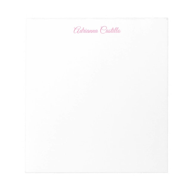 Plain Simple Minimalist Chic Calligraphy Name Notepad (Front)
