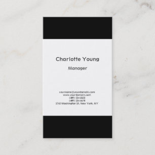Plain simple minimalist elegant black white business card