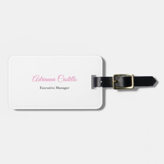 Plain Simple Minimalist Handwritten Luggage Tag (Front Horizontal)