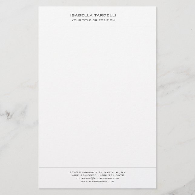 Plain Simple Minimalist Modern Professional Stationery (Front)