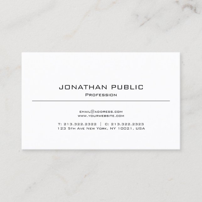 Plain Simple Modern Elegant Design Professional Business Card (Front)