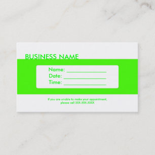 Plain simple neon green appointment business cards