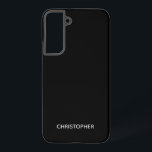 Plain Simple Personalized Black Samsung Galaxy Case<br><div class="desc">This phone case features a personalized name in a block font on a simple black background.</div>
