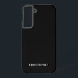Plain Simple Personalized Black Samsung Galaxy Case<br><div class="desc">This phone case features a personalized name in a block font on a simple black background.</div>