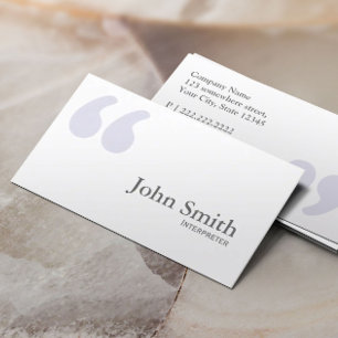 Plain Simple Quotes Interpreter Minimalist Business Card
