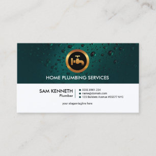 Plain Simple Retro Water Drop Professional Plumber Business Card