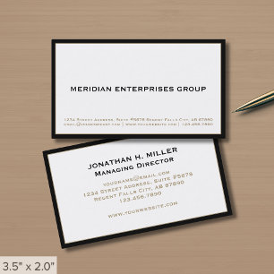 Plain Simple White Black Border Business Card