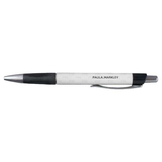 Plain Simple White Grey Modern Monogram Pattern Pen (Bottom)