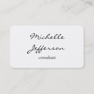 Plain Simple White Handwriting Script Business Card