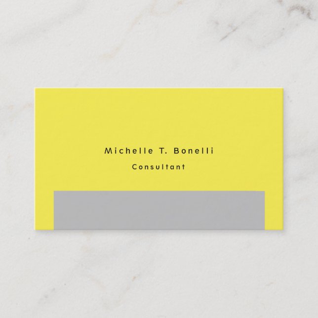 Plain Simple Yellow Grey Minimalist Design Business Card (Front)