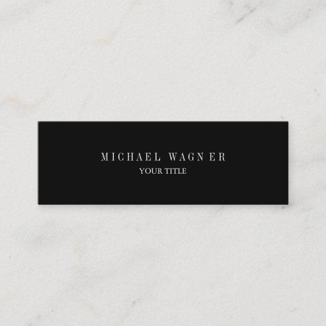Plain Slim Professional Black Mini Business Card (Front)