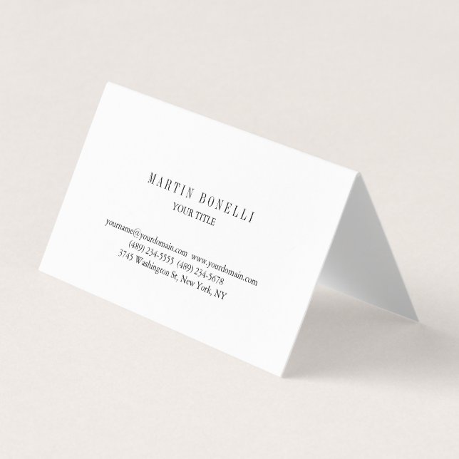 Plain Slim Professional Black & White Business Card (Front)