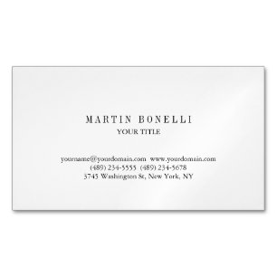 Plain Slim Professional Black & White Magnetic Business Card