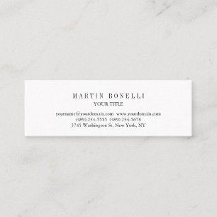 Plain Slim Professional Black & White Mini Business Card