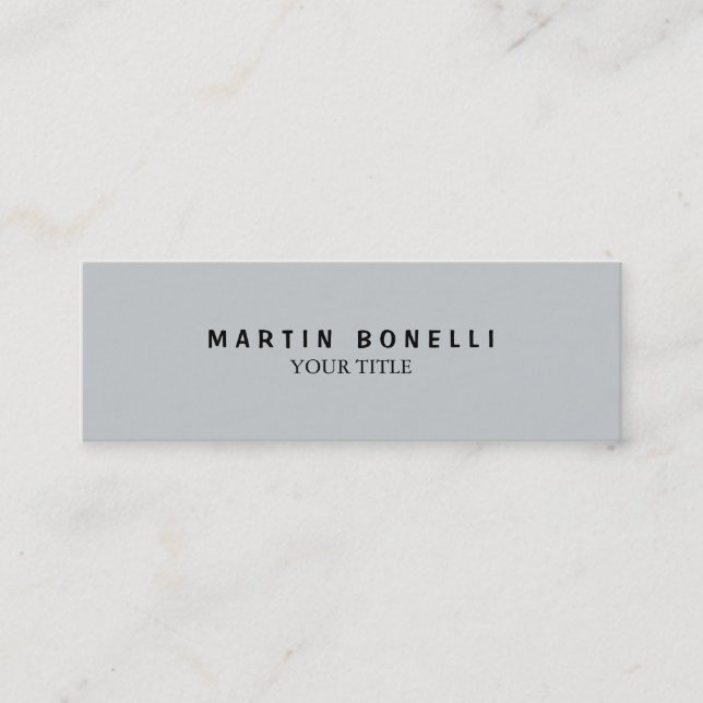 Plain Slim Professional Grey Mini Business Card (Front)