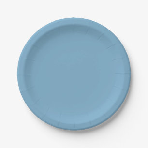 Plain solid pastel dusty blue paper plate