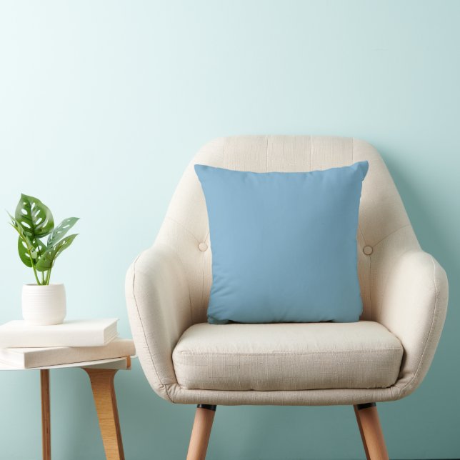 Plain solid pastel dusty blue throw pillow (Chair)