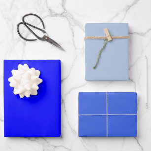 Plain Solid Steel Royal Blue Shades 3 Tones Wrapping Paper Sheet