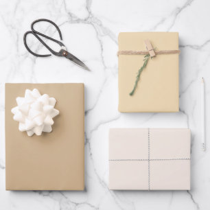 Plain Solid Wheat Linen Tan Shades 3 Tones Wrapping Paper Sheet
