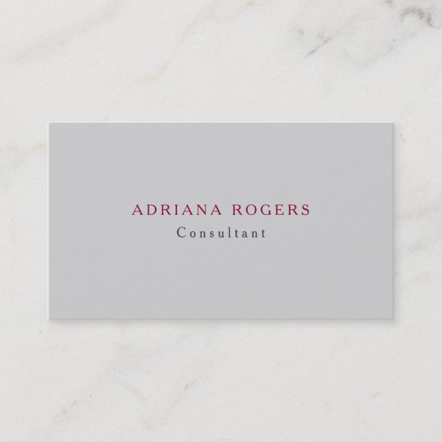 Plain Sophisticated Minimalist Light Grey Simple Business Card (Front)
