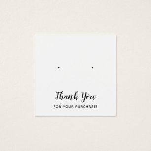 Plain Square Thank You White Earring Display Card