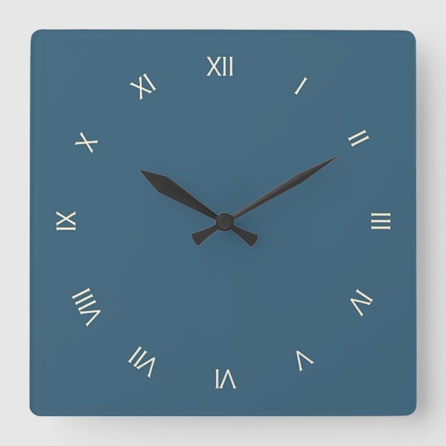 Plain Steel Blue Square Wall Clock (Front)