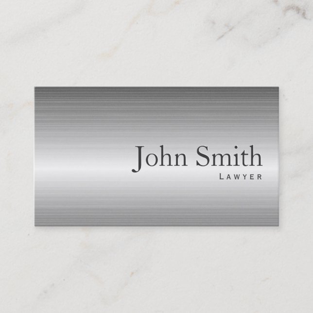 Plain Steel Metal Lawyer Business Card (Front)