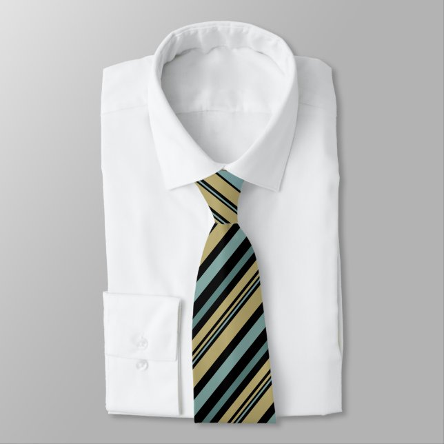 Plain Striped Olive green, Black and Grey Throw Pi Tie (Tied)