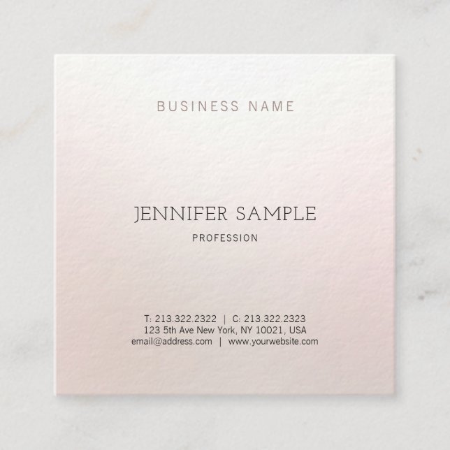 Plain Stylish Design Modern Colour Harmony Luxury Square Business Card (Front)